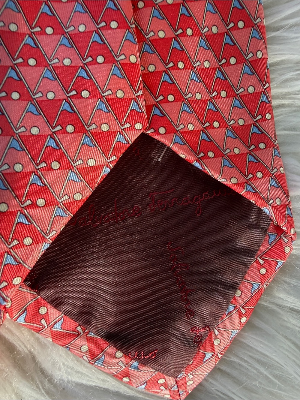 Salvatore Ferragamo Silk Golf Tie. - Picture 3 of 4